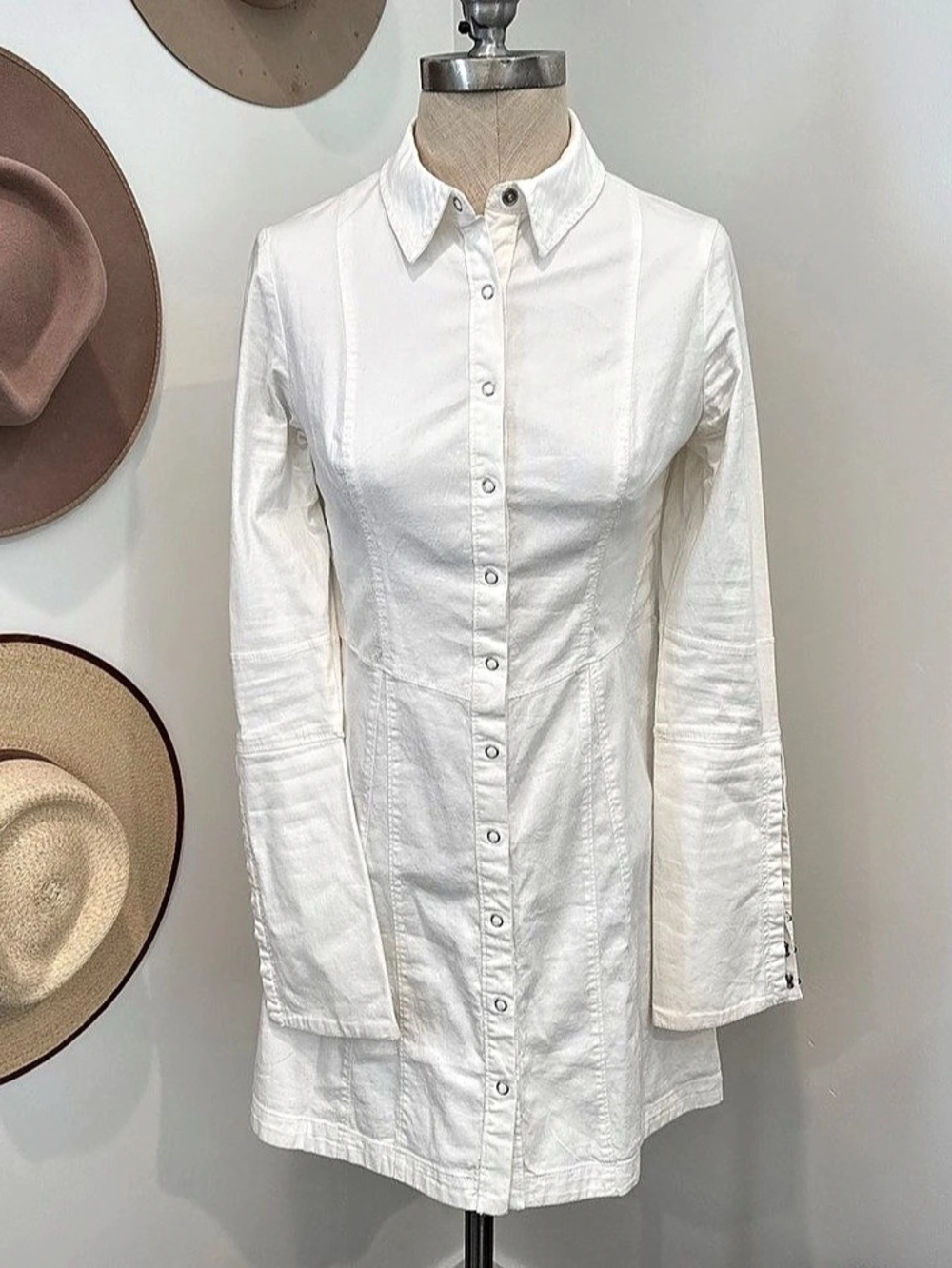 Free People White Button-Down dress